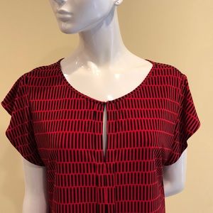 Red and Black Sleeveless Blouse